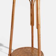 French Mid-Century Wood, Bamboo and Reed Plant Stand, 1960s