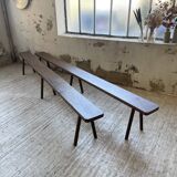 Paire de bancs de ferme en chêne massif 3m