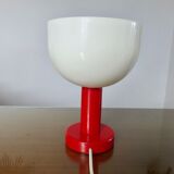 Red lacquered wood lamp and light diffuser in perspex 1980
