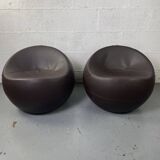 Brown Leather Ball Chair by Finn Stone