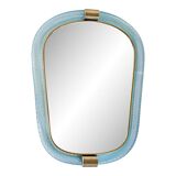 Elegant Venetian Azure Mirror with Murano Glass Torciglione Torchon