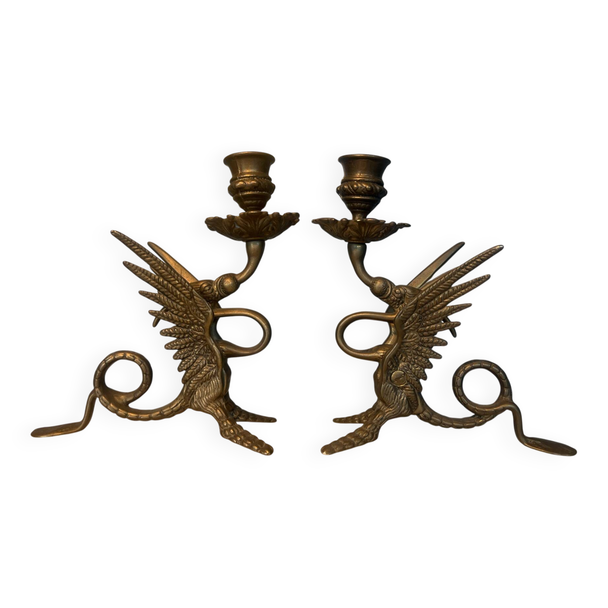Pair of chimera candlesticks