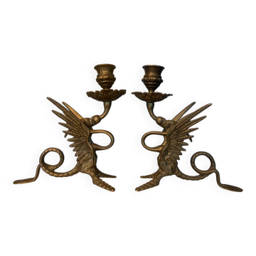 Pair of chimera candlesticks