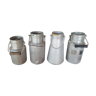 Set of 4 old metal milk canister jars