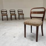 Set of 4 Fischel art deco chairs, fabric and walnut, year 30