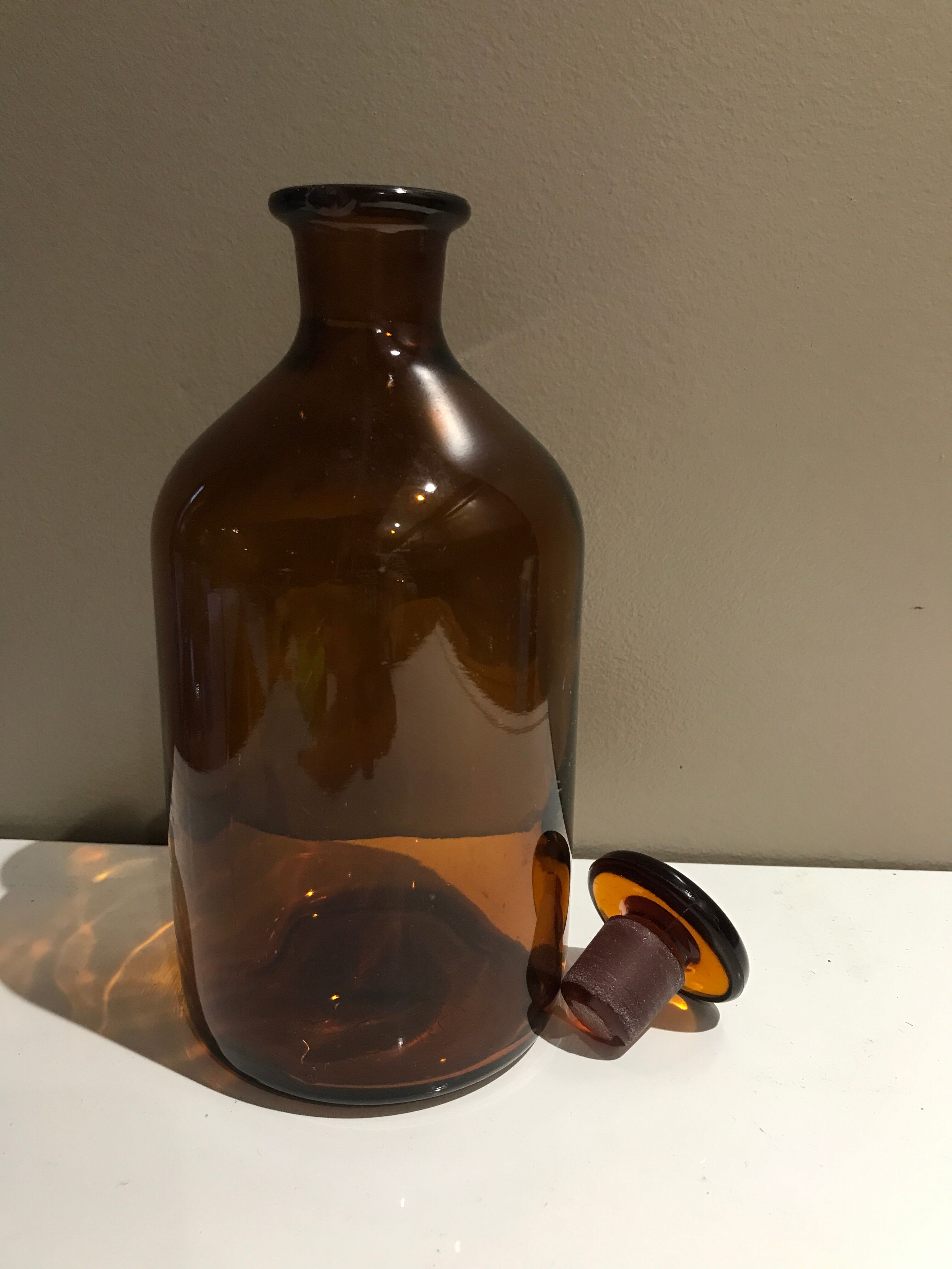 Brown glass laboratory bottle