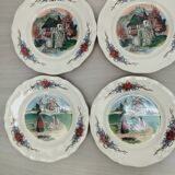 12 plates of the Obernai earthenware décor service signed Henri Loux