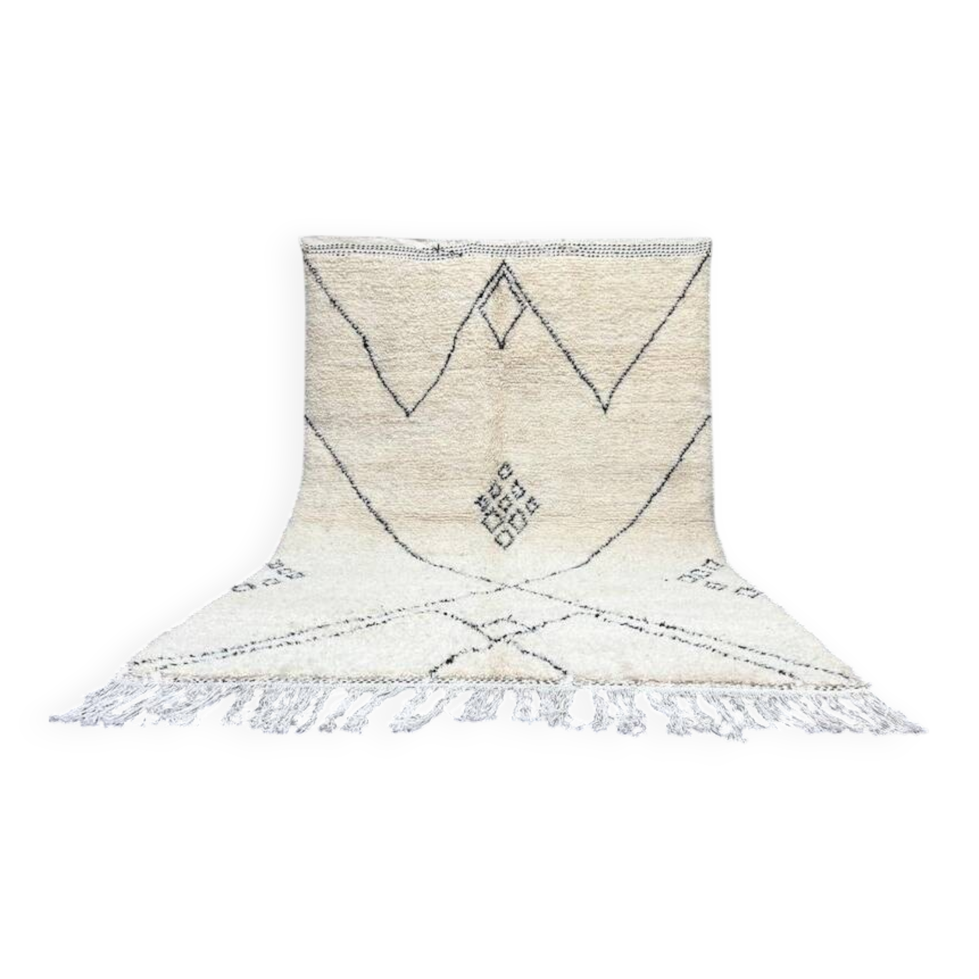 Handmade pure wool beni ourain rug, size 200x300 cm.