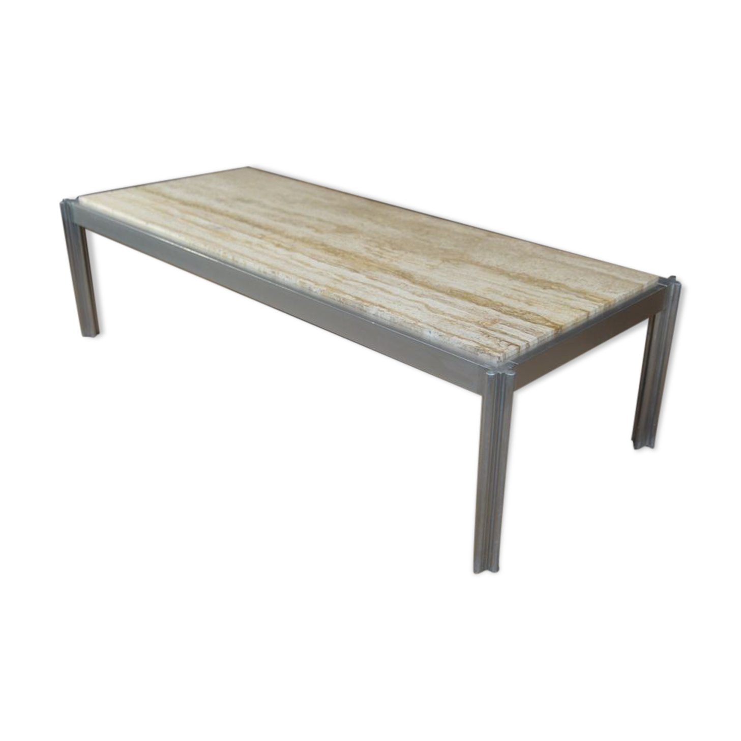 Aluminum and marble coffee table from the 1970s