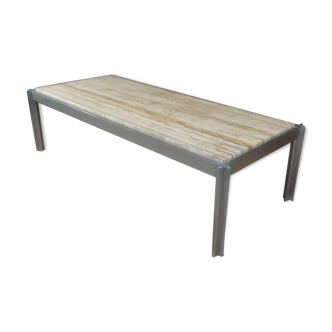Aluminum and marble coffee table from the 1970s