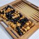 Vintage Solid Wood Folding Chess Set, Regency Bistro Style, Carved Turned Wood Pieces