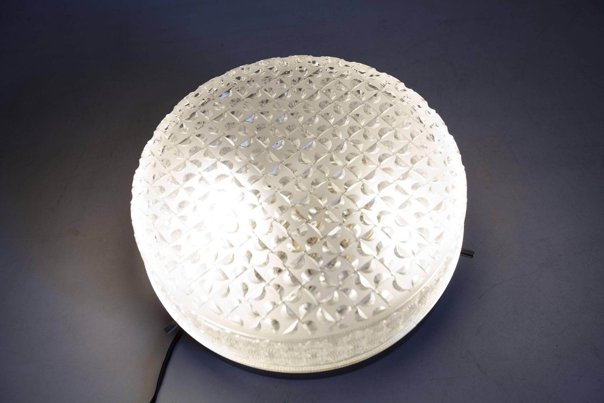S+ Megal round ceiling light in black and opaque Swiss machined glass 90