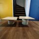 Vintage design nesting tables – lacquered wood & metal
