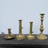 Set of gold-plated brass candlesticks