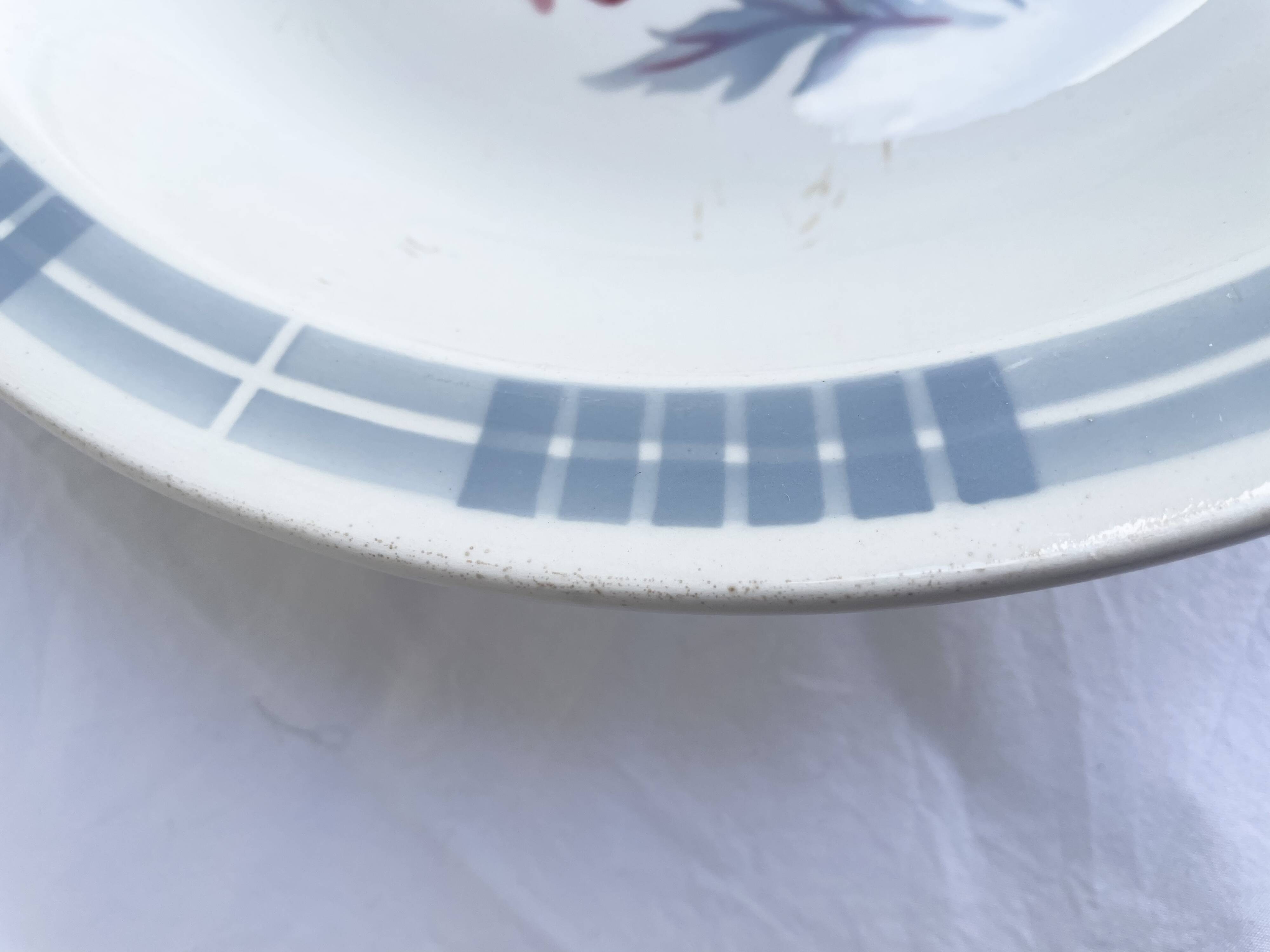 Plat creux Sarreguemines modèle Carole, décor floral et épi de blé