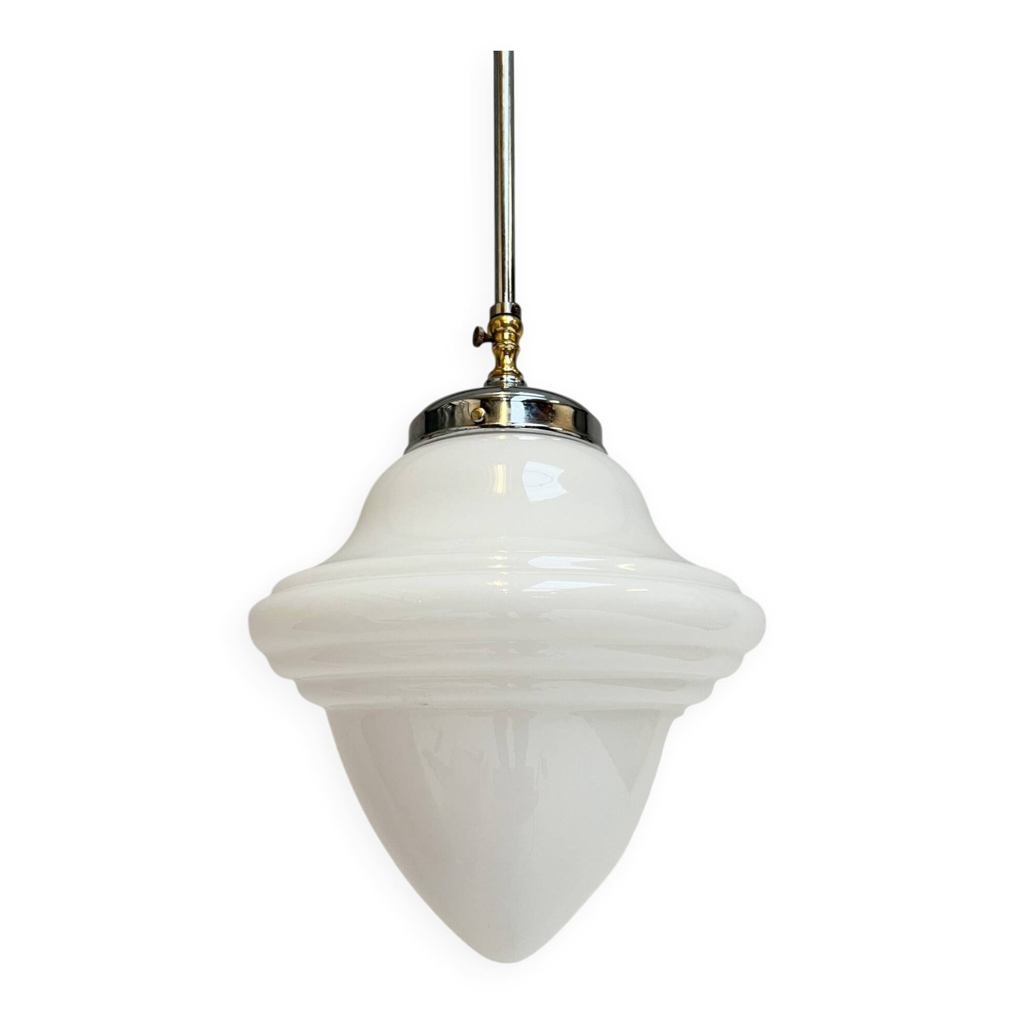 Suspension Art Déco en verre opalin, années 1960