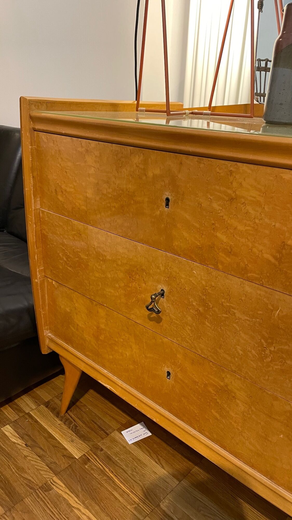Commode pieds compas avec miroir italien des années 50