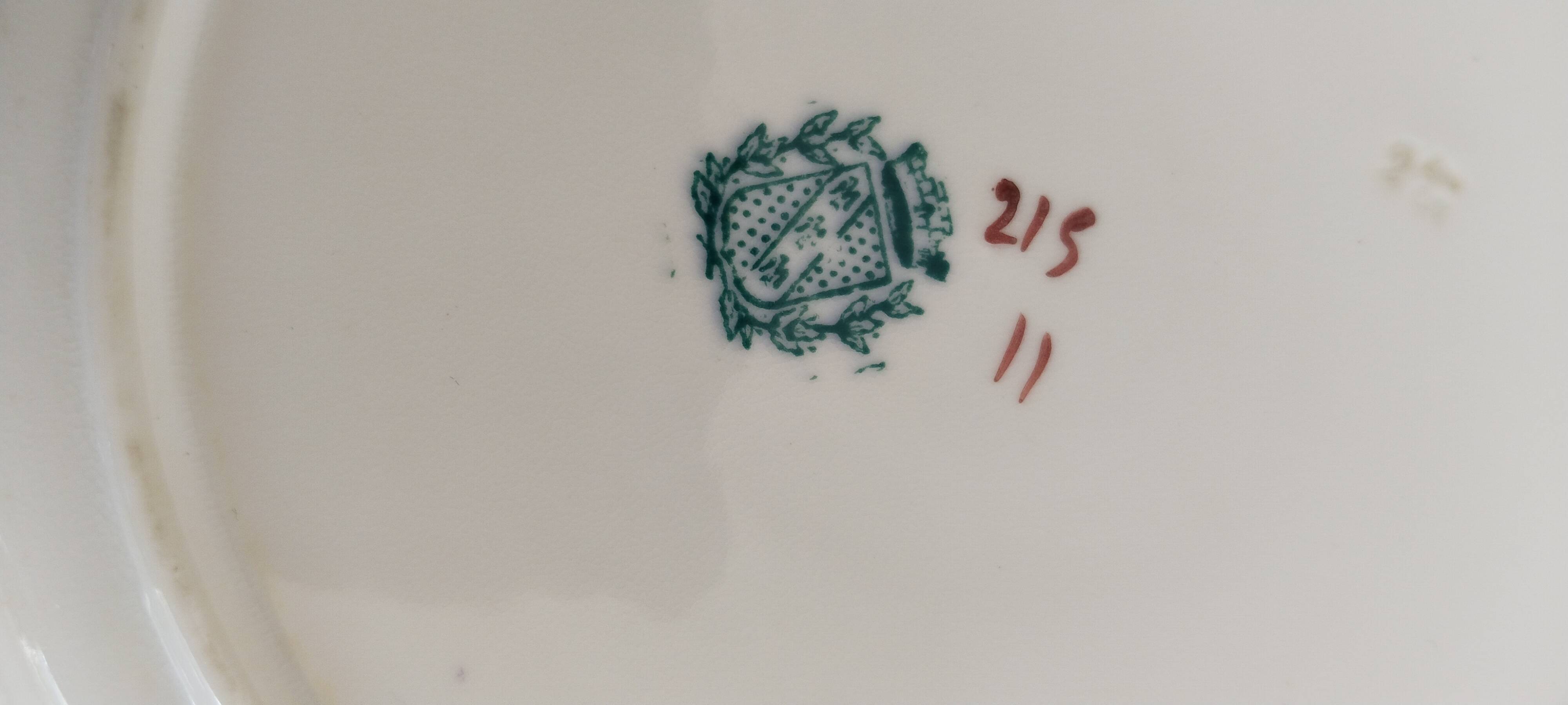 Porcelain dessert plate, Minton Decor 215, green, Sarreguemines