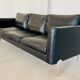 Vintage danish soren holst black leather 3 seater sofa with aluminium legs