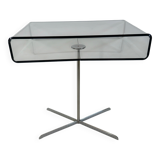 Table, side table, Roche Bobois in plexiglass and chrome metal from the 1980s.