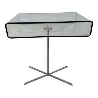 Table, side table, Roche Bobois in plexiglass and chrome metal from the 1980s.