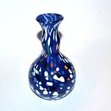 Biot vase in blue bubbled blown glass, design 2000, signed Arnold