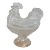 Glass rooster candy / sugar bowl