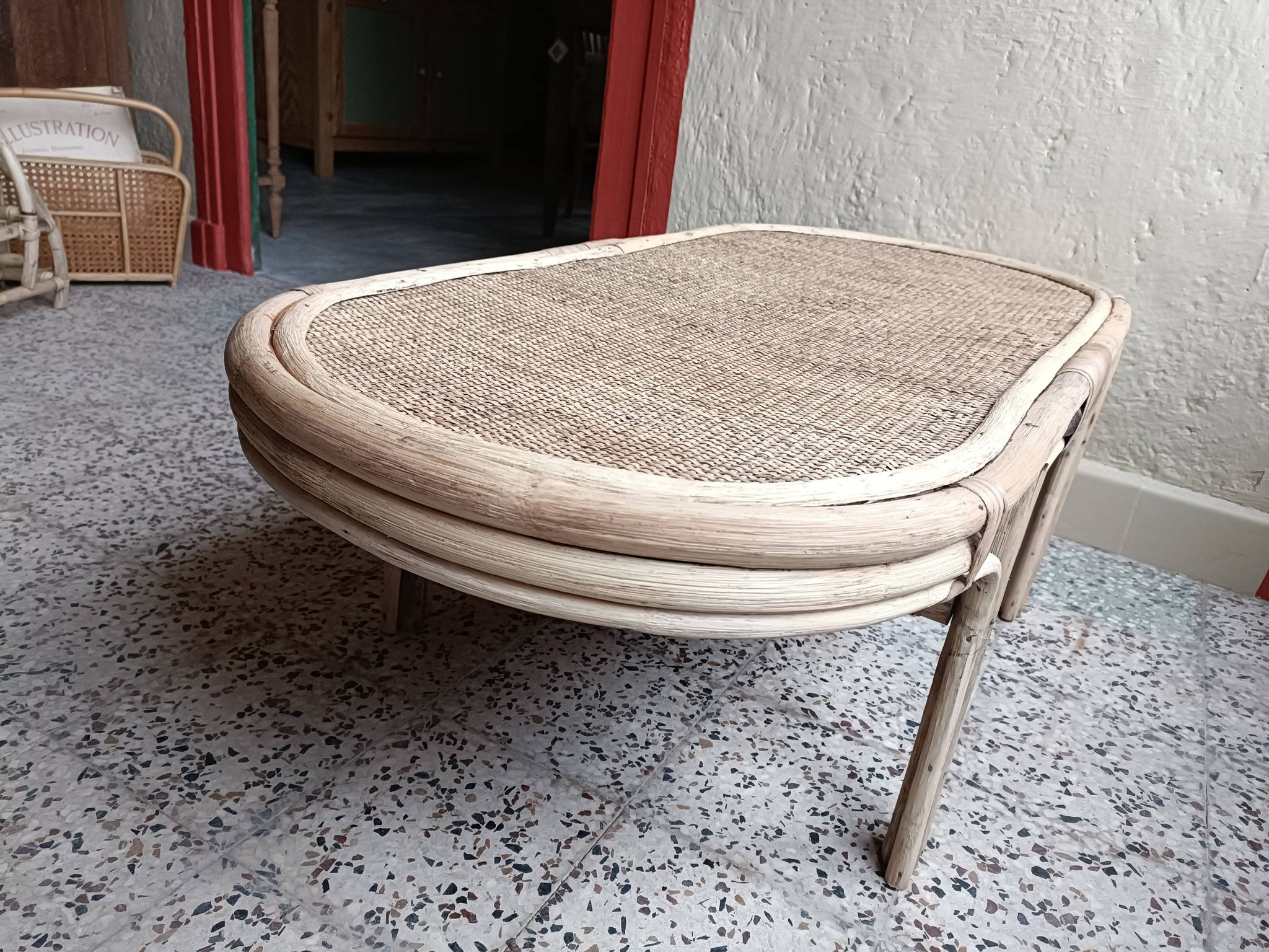 Renovated rattan coffee table