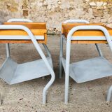 Pair of wooden and metal bedsides 50/60