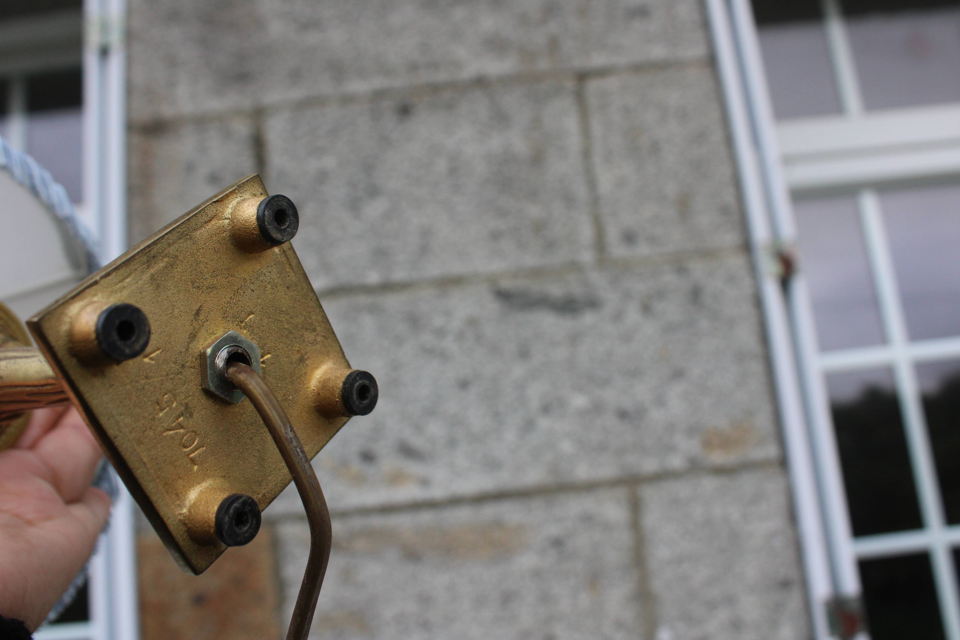 Vintage brass lamp with fringed shade – H35 cm, Ø20 cm