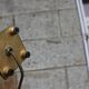 Vintage brass lamp with fringed shade – H35 cm, Ø20 cm