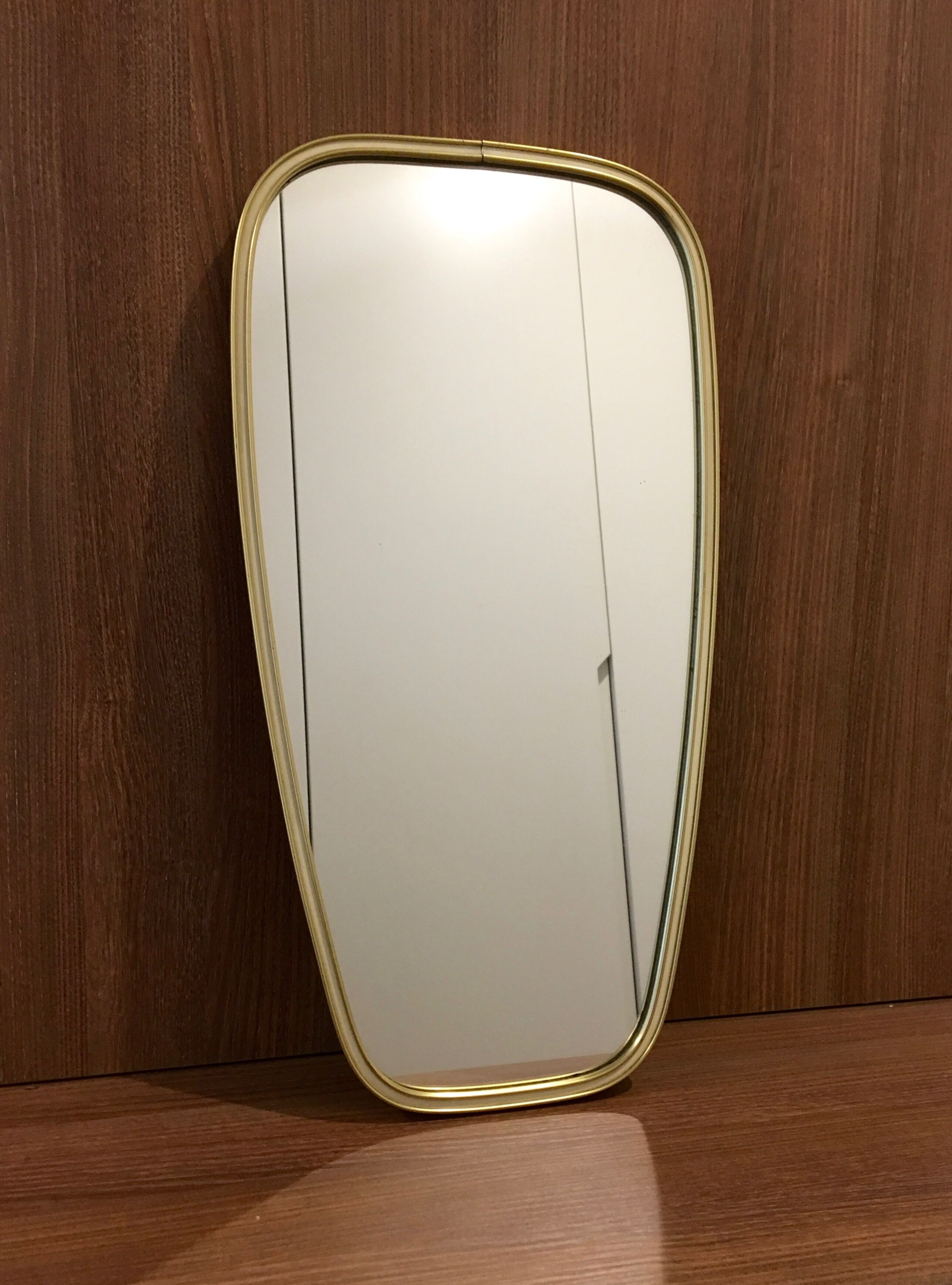 Mid-century wall mirror with brass frame 1960s 60x32cm