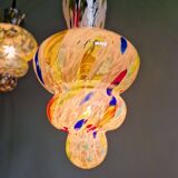 Duo de suspensions en verre soufflé multicolore, Murano, 1950-60