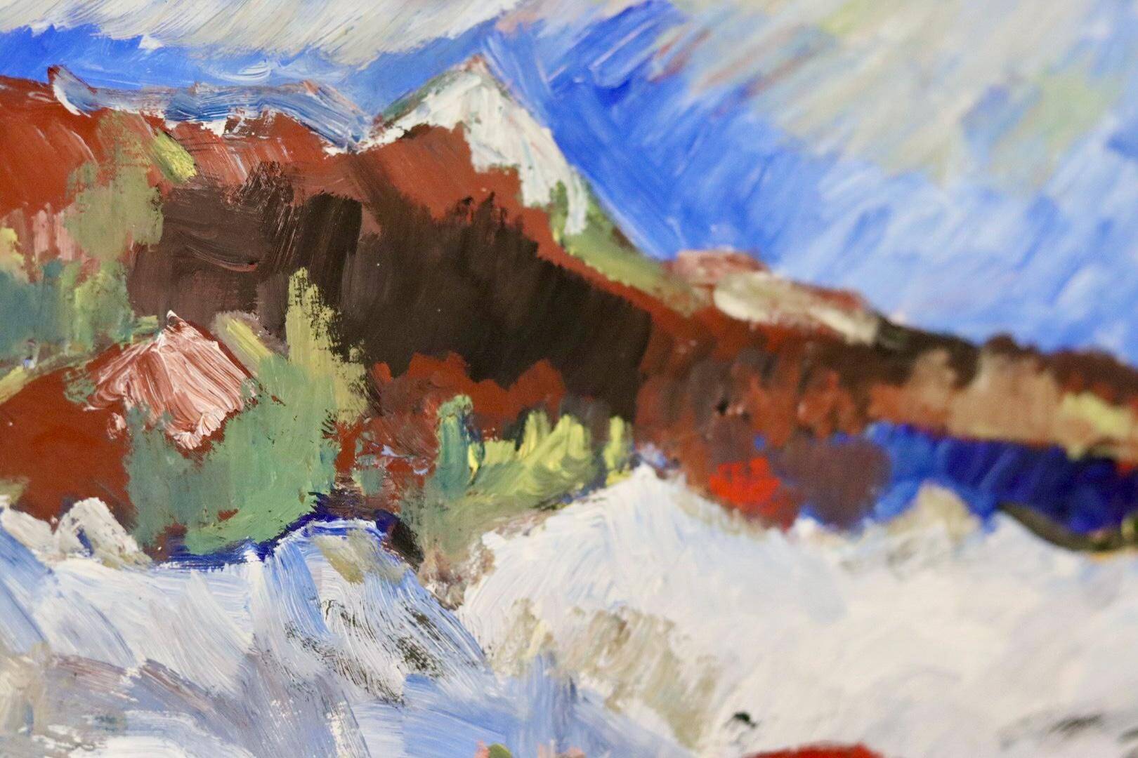 Oil painting on Swedish panel from the mid-century "Mountain Pattern" by H Öman.