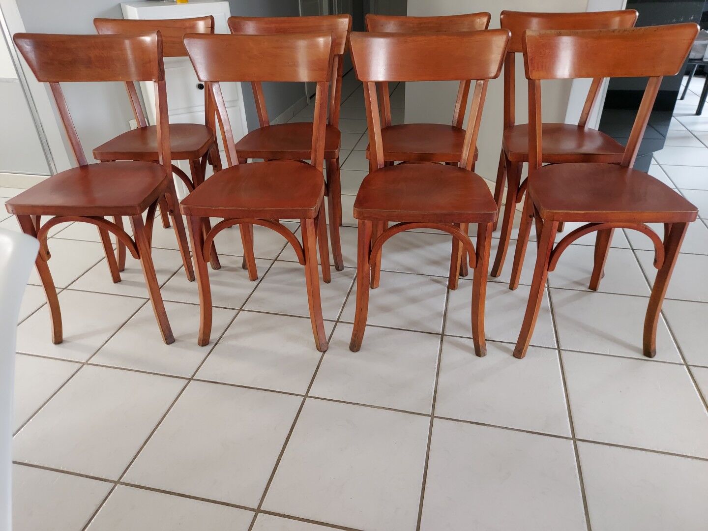 Series of 8 Baumann bistro chairs
