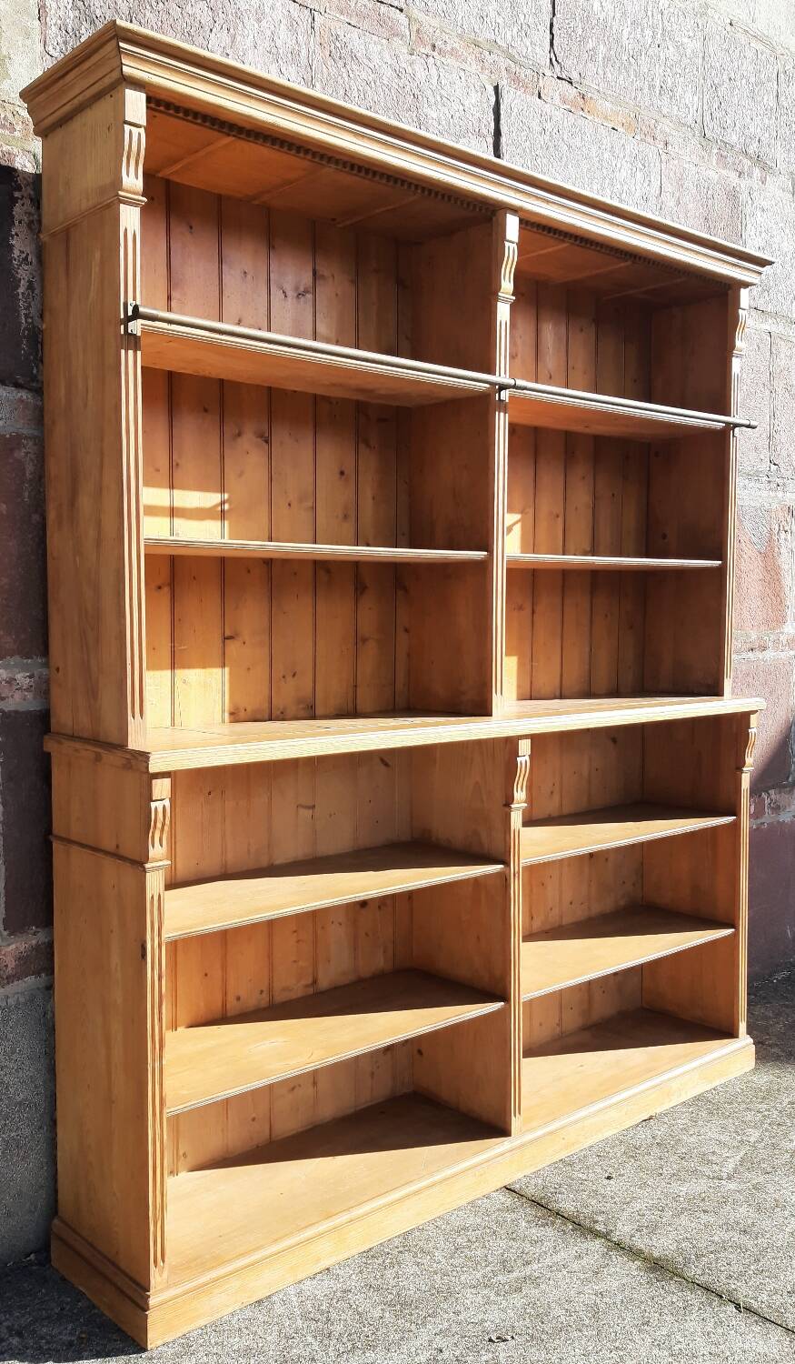 Pine bookcase (251 x 49 x height 288 cm)