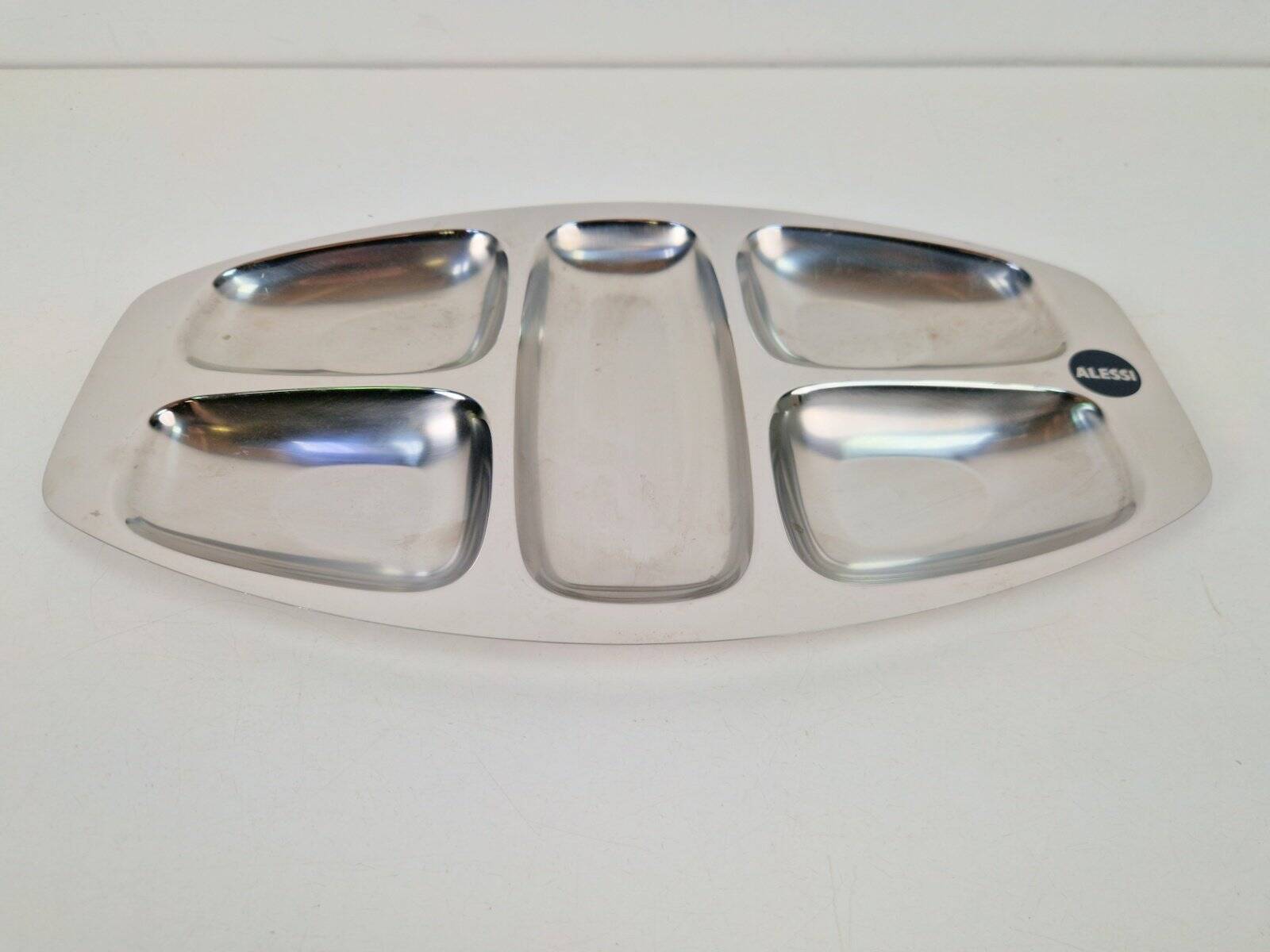 Divided Stainless Steel Tray by Carlo Mazzeri for Alessi, Italy, 1960s
