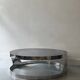 Italian round coffee table in chromed metal & smoked glass, 1970s design