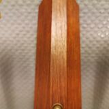 Ancienne applique danoise, avec double source de lumière, en bois de teck, verre de couleur ambre et laiton