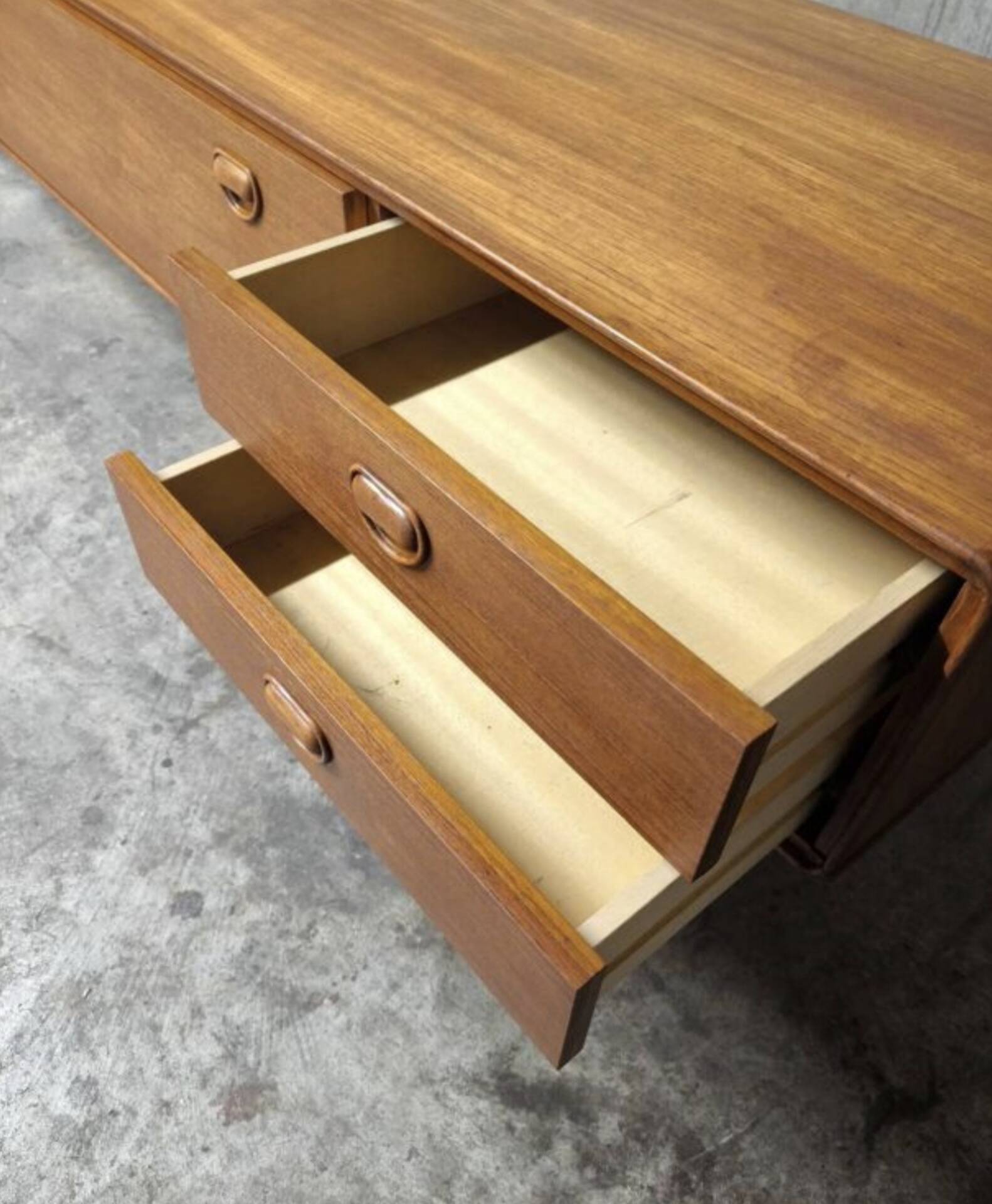 Vintage Scandinavian teak sideboards from the 1970s.
