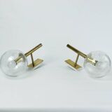 Brass and glass wall lights, vintage, 1960 by Hillebrand.