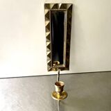 Vintage Art Deco Brass Wall mirrored Candle Sconce