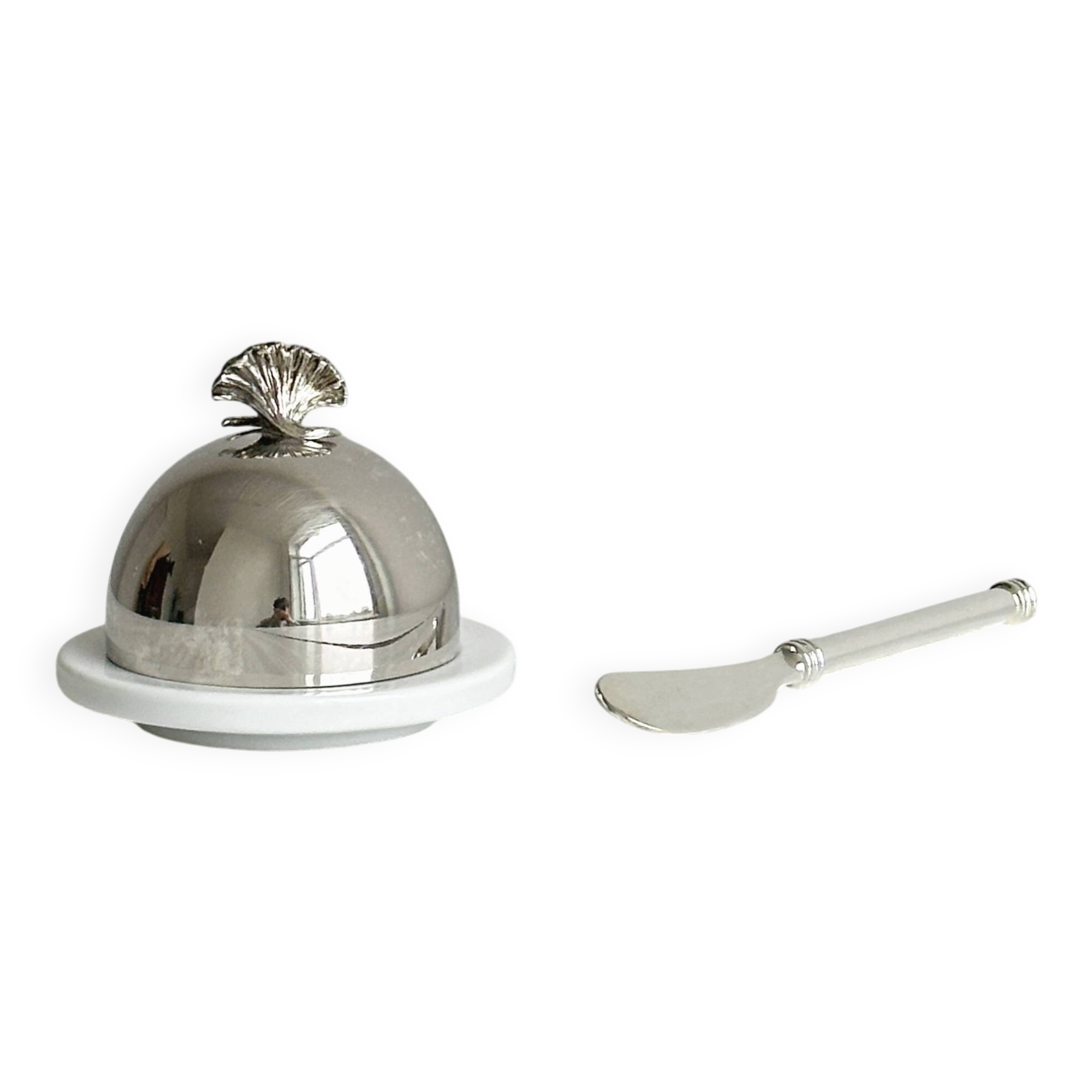 small butter dish sugar bowl porcelain and metal