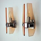 Pair of Veca Rose wall lamps, Murano glass, Italy, 1960