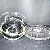 Vintage molded glass cheese bell and presentation plate 16cm