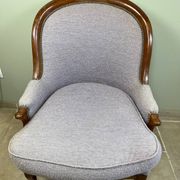 Louis Philippe armchair in wood and lilac fabric