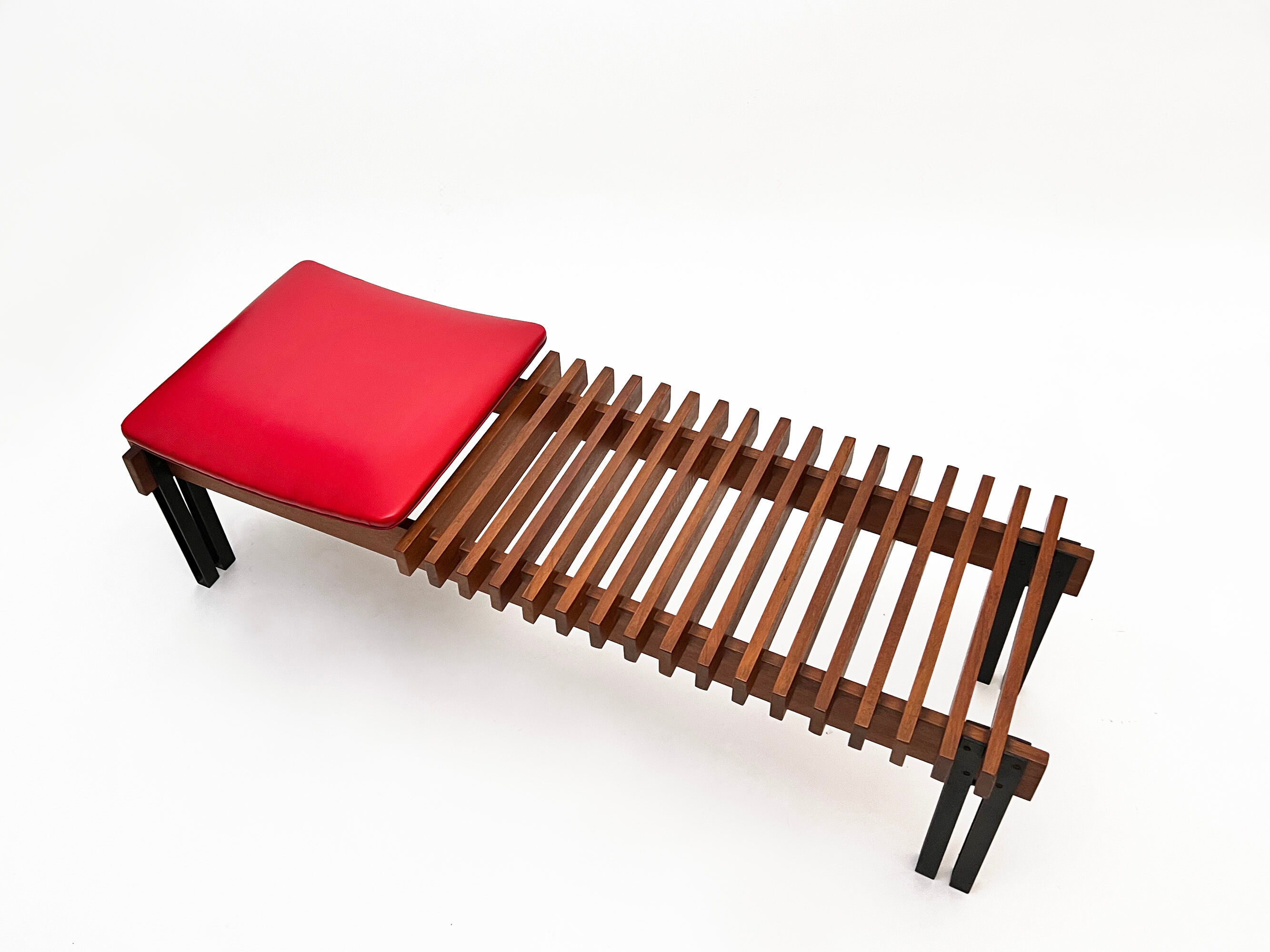 Teak bench designed by Inge and Luciano Rubino for APEC