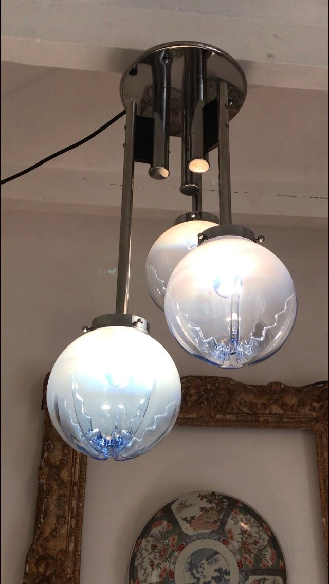 Suspension Mazzega pendant verre Murano space âge