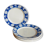 Five dessert plates of Badonviller with flowers