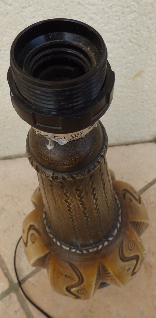 Large African Style Ceramic Lamp Stand